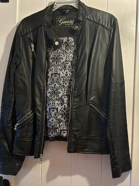 Guess black faux leather jacket